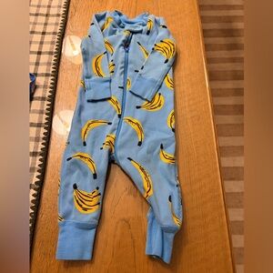 Hanna Andersson Blue Banana Print Kids Footie 3-6 Mths